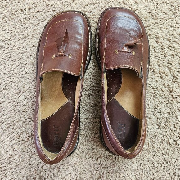 Born Tassel Loafers Mens 9 Brown Leather Slip On Dress Shoes B-6203 Handcrafted - Picture 5 of 10